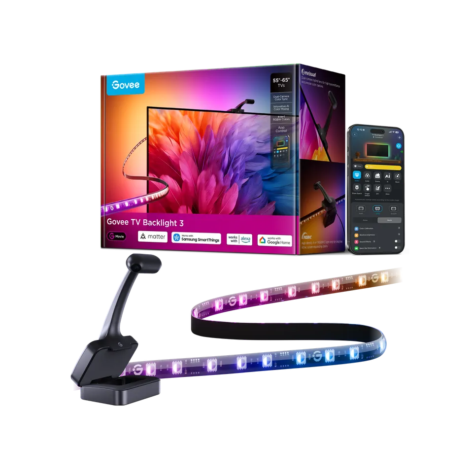 govee-tv-backlight-3-r-tro-clairage-led-tv-avec-cam-ra-4mp-et-clairage-adaptatif image 1
