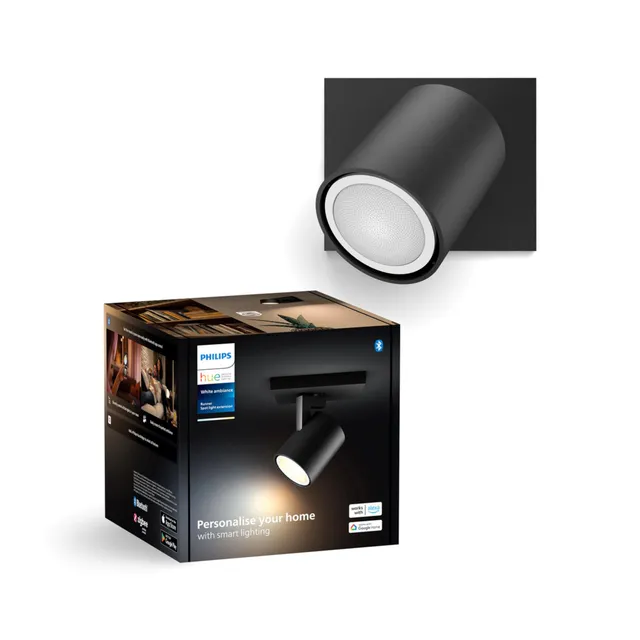philips-hue-runner-1-spot-noir-white-ambiance-spot-led-encastr-gu10-1x5w-dimmabl image 1