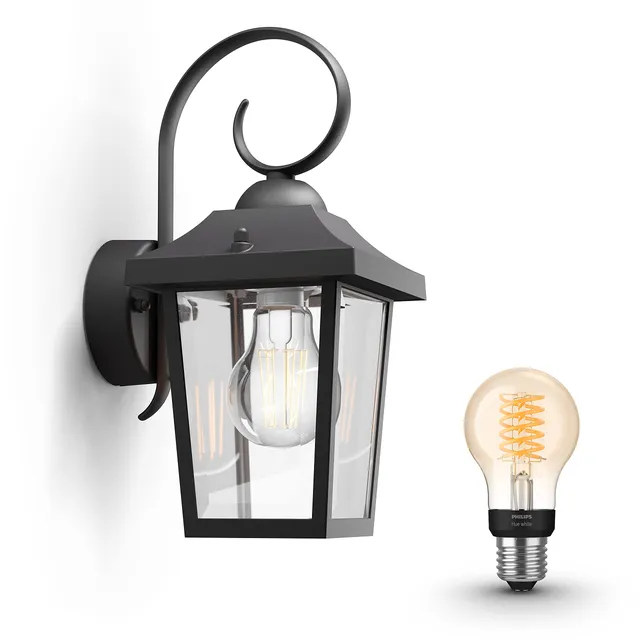 philips-hue-buzzard-applique-murale-d-ext-rieur-noire-e27-lumi-re-blanche-chaude image 1
