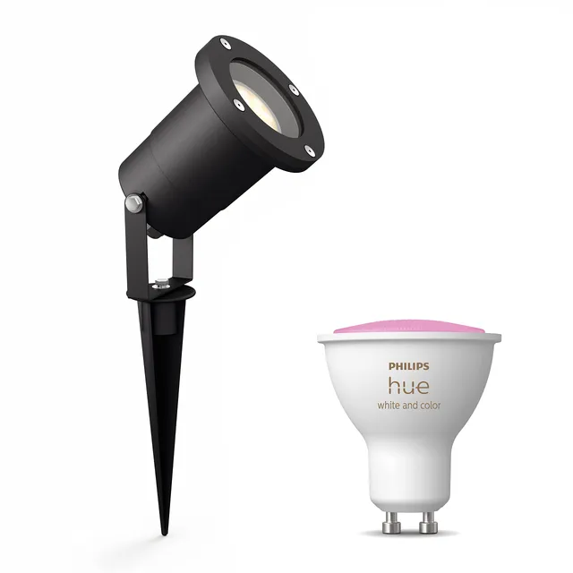 philips-hue-puled-spot-de-jardin-noir-spot-ext-rieur-sur-piquet-aluminium-gu10-w image 1