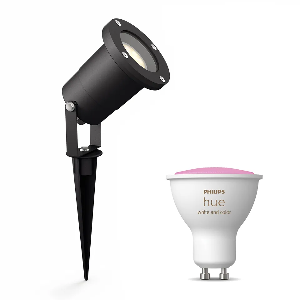 philips-hue-puled-spot-de-jardin-noir-spot-ext-rieur-sur-piquet-aluminium-gu10-w image 1
