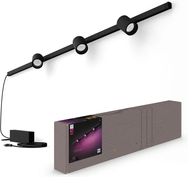 philips-hue-perifo-kit-mural-3-x-spot-cylindrique-noir-rail-mural-connect-blueto image 1