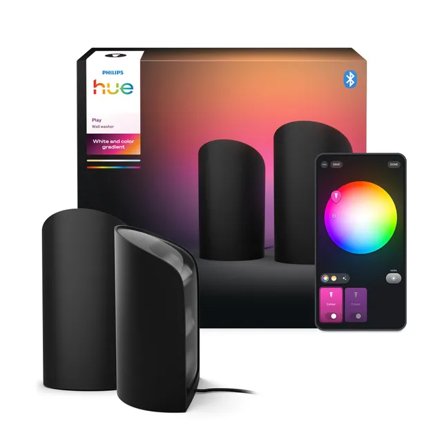 philips-hue-play-wall-washer-projecteur-mural-connect-noir-pack-de-2-white-and-c image 1