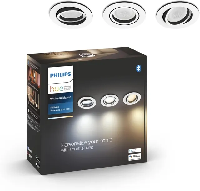 philips-hue-white-ambiance-milliskin-spots-encastr-s-aluminium-3x5w-bluetooth-al image 1