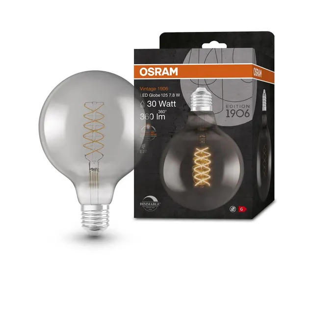 osram-vintage-1906-ampoule-led-globe-fum-e-7-8w-360lm-e27-filament-spirale-blanc image 1