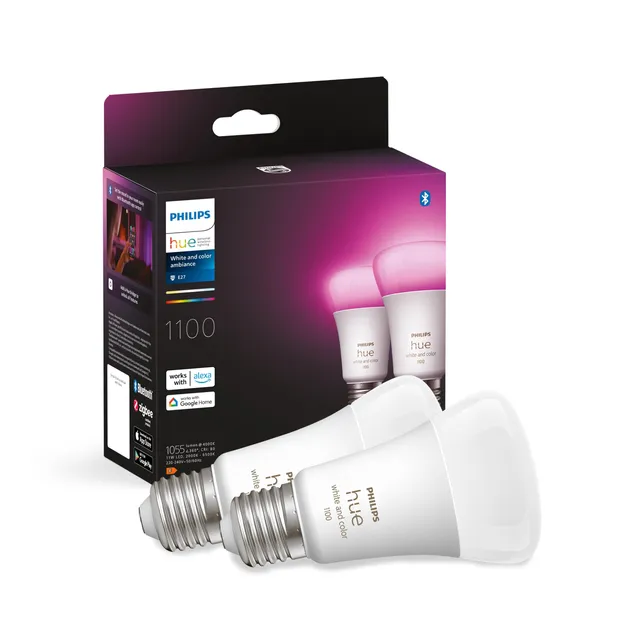 philips-hue-white-color-ambiance-pack-de-2-ampoules-led-connect-es-e27-quivalent image 1