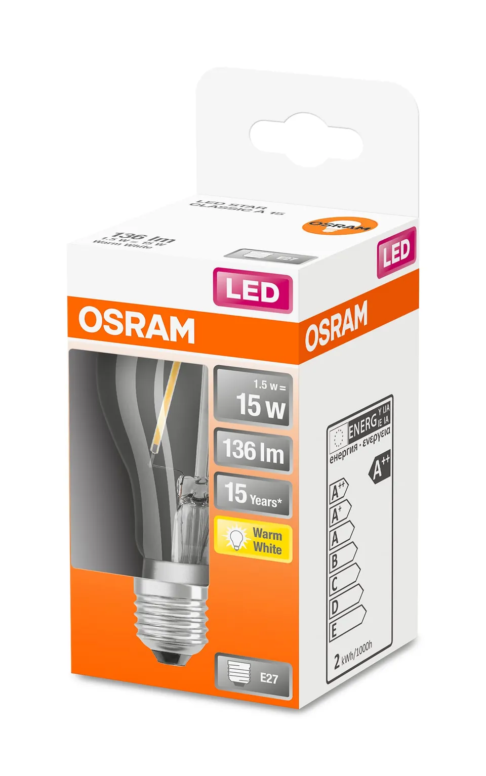 osram-led-star-e27-lot-de-6-ampoules-led-filament-clair-blanc-chaud-2700k-rempla image 1