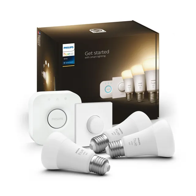 philips-hue-white-kit-de-d-marrage-3-ampoules-led-connect-es-e27-1100-lm-pont-hu image 1