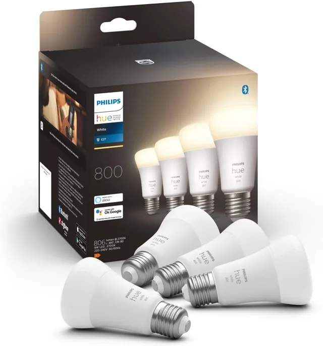 philips-hue-white-pack-de-4-ampoules-led-connect-es-e27-800-lm-quivalent-60-w-bl image 1