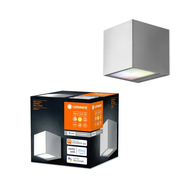 ledvance-smart-wifi-brick-st-rgb-applique-murale-ext-rieure-connect-e-carr-e-gri image 1