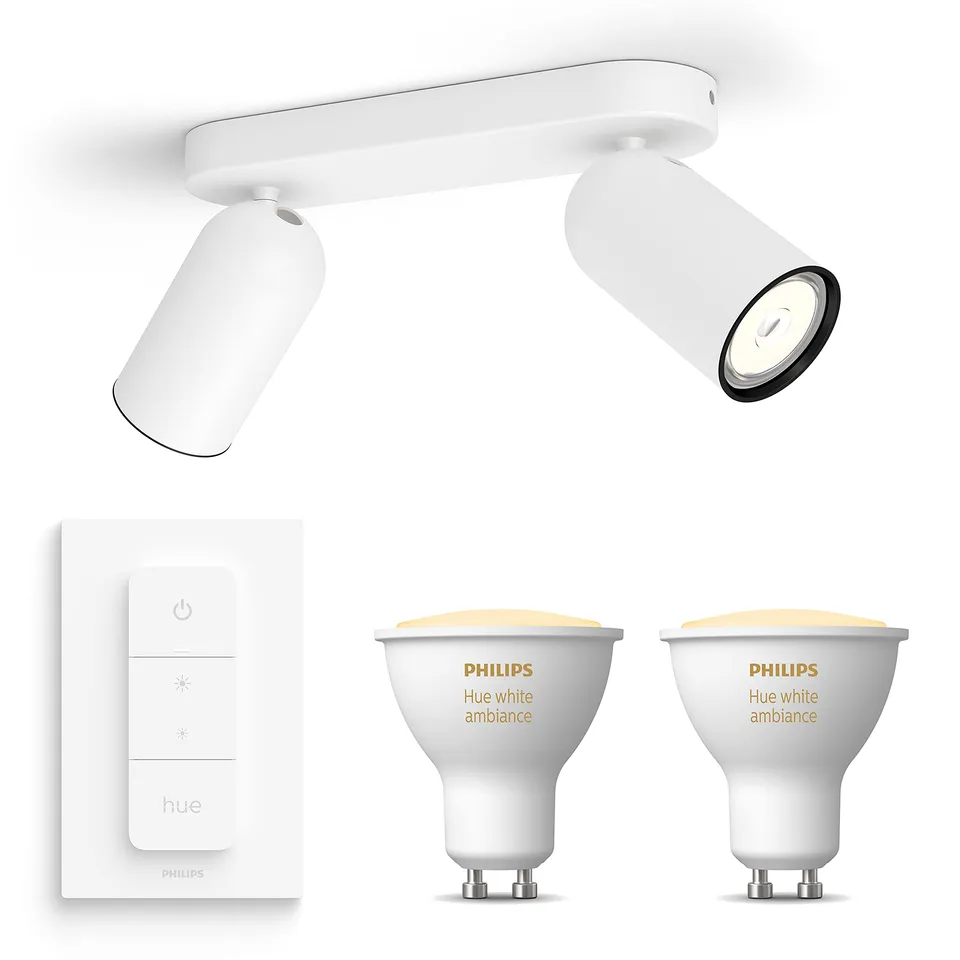 philips-hue-pongee-2-spot-en-saillie-blanc-2-points-gu10-white-ambiance-blanc-ch image 1