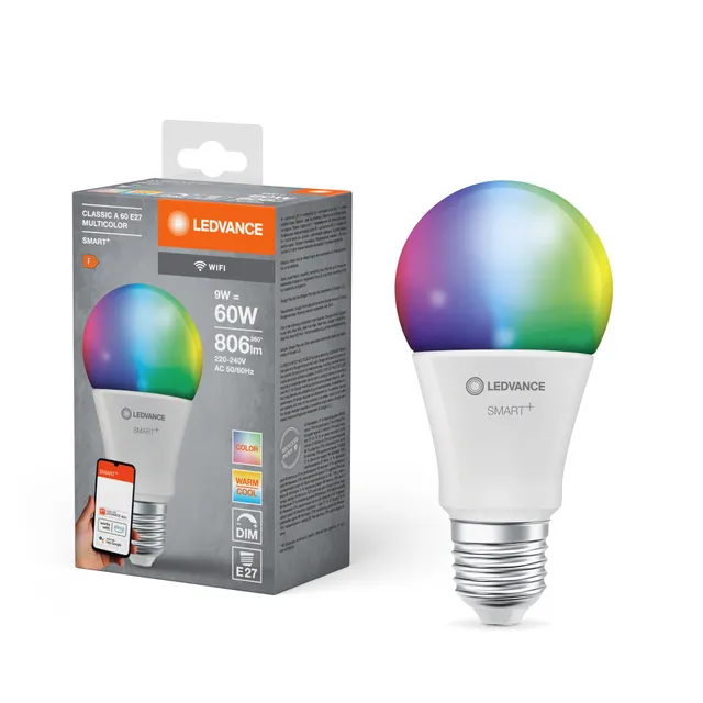 ledvance-smart-wifi-ampoule-led-rgbw-e27-d-polie-9-w-806-lm-blanc-chaud-lumi-re- image 1
