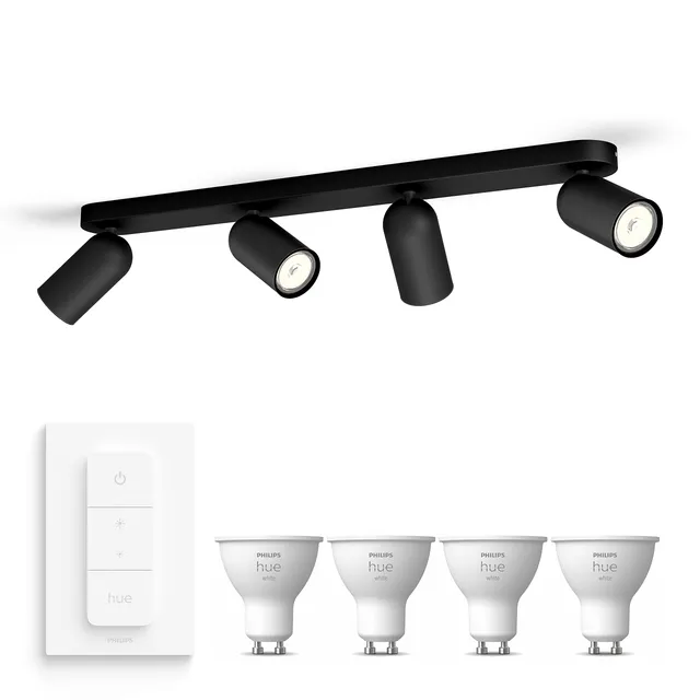 philips-hue-pongee-spot-en-saillie-noir-4-points-lumineux-gu10-hue-white-lumi-re image 1