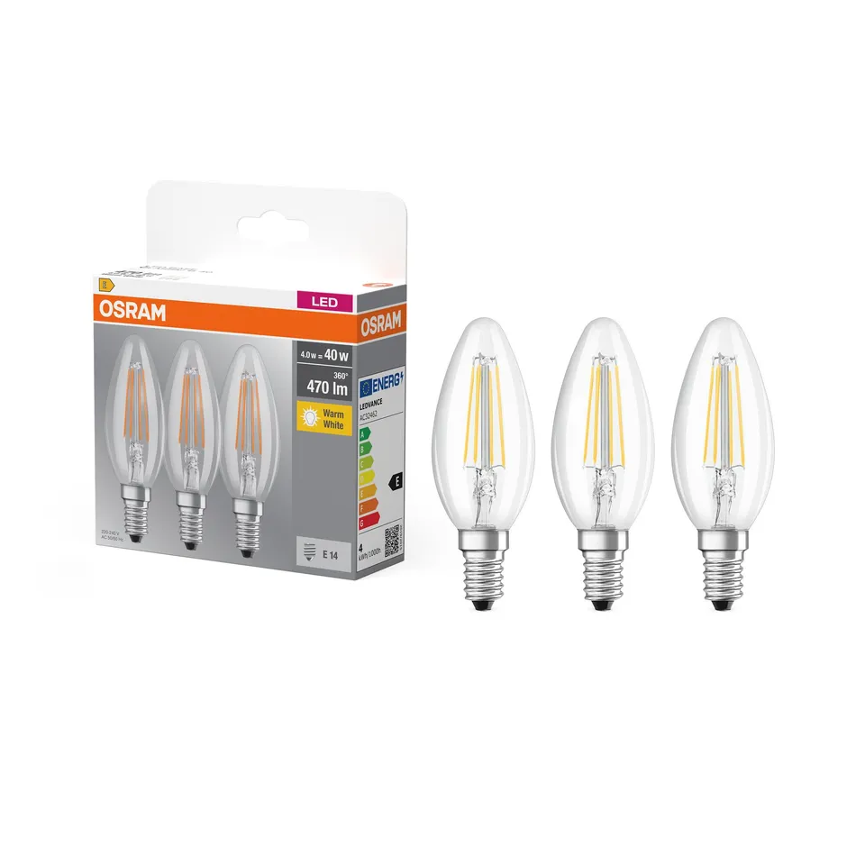 osram-led-filament-flamme-lot-de-3-ampoules-led-bougie-filament-culot-e14-4-w-qu image 1