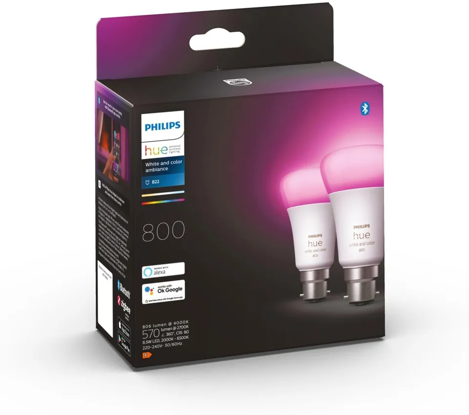 philips-hue-white-color-ambiance-pack-de-2-ampoules-led-connect-es-b22-quivalent image 1