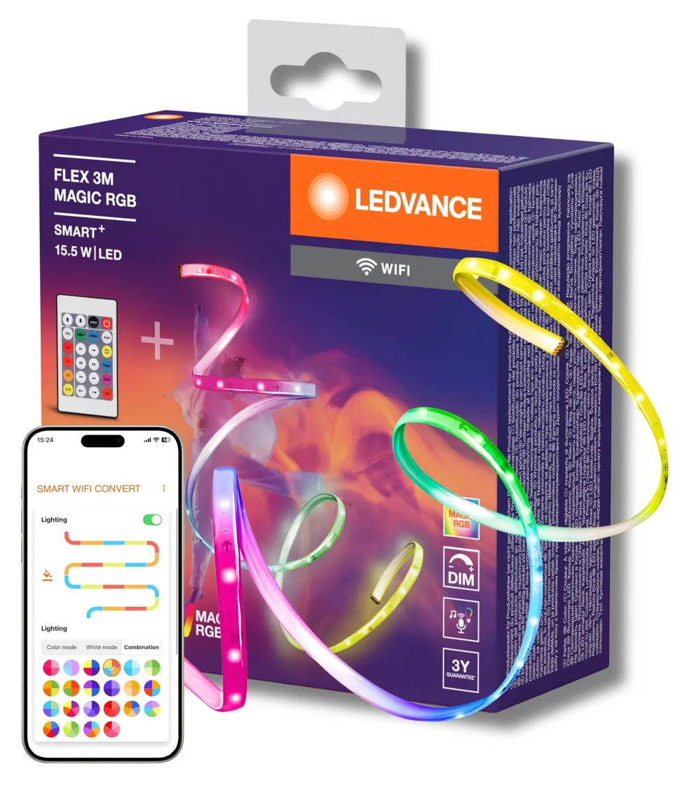 ledvance-smart-wifi-flex-3-m-ruban-led-rgb-magic-15-w-350-lm-dimmable-effet-de-l image 1