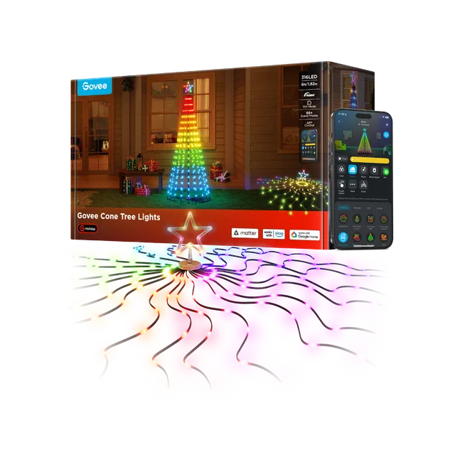 govee-cone-tree-lights-sapin-lumineux-c-ne-rgbic-66-modes-reconditionn image 1