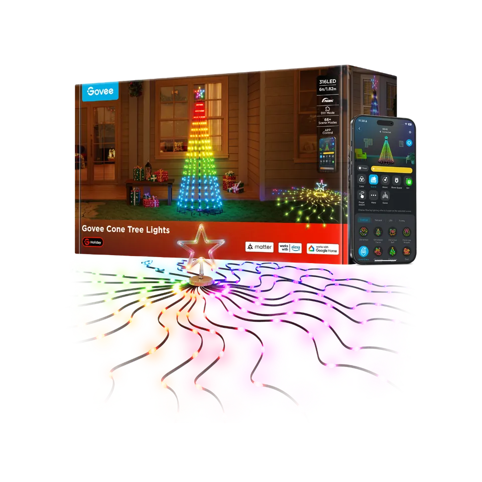 govee-cone-tree-lights-sapin-lumineux-c-ne-rgbic-66-modes-reconditionn image 1