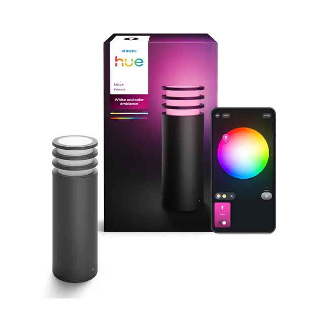 philips-hue-lucca-borne-ext-rieure-lumi-re-blanche-et-multicolore-1100-lm-ampoul image 1