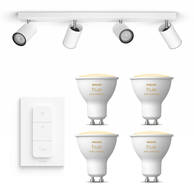 philips-hue-kosipo-lot-de-4-spots-en-saillie-blanc-gu10-hue-white-ambiance-avec- image 1