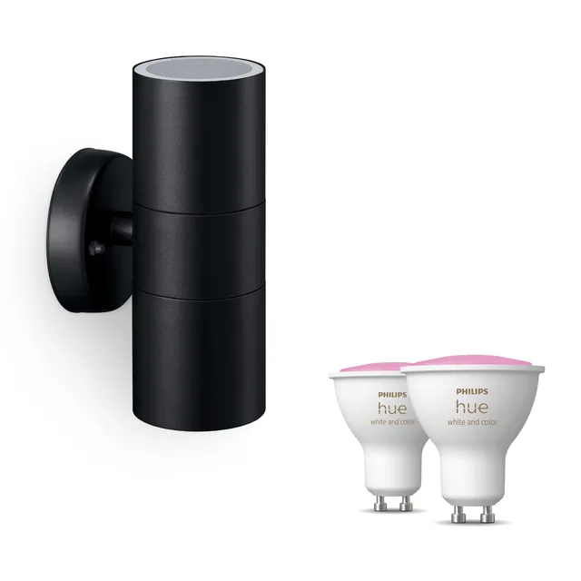 philips-hue-kylis-applique-murale-d-ext-rieur-haut-et-bas-noir-gu10-hue-white-an image 1