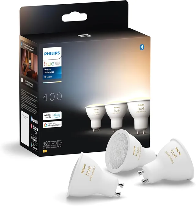 philips-hue-white-ambiance-ampoule-led-connect-e-gu10-pack-de-3-400-lumens-bluet image 1
