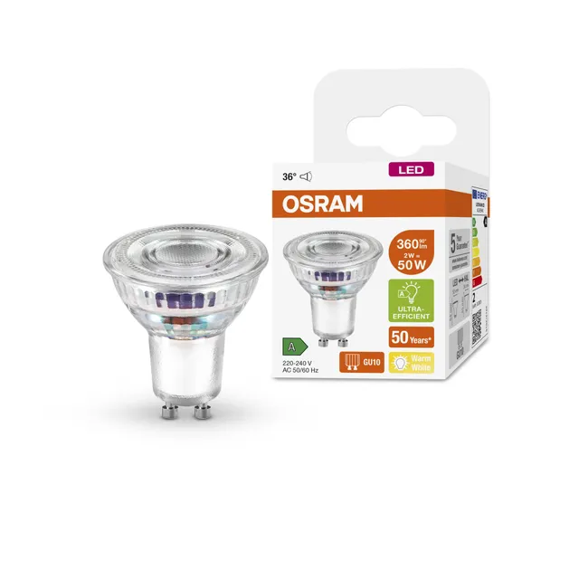 osram-par16-lampe-led-reflecteur-gu10-2-w-remplace-50-w-2700-k-blanc-chaud-verre image 1