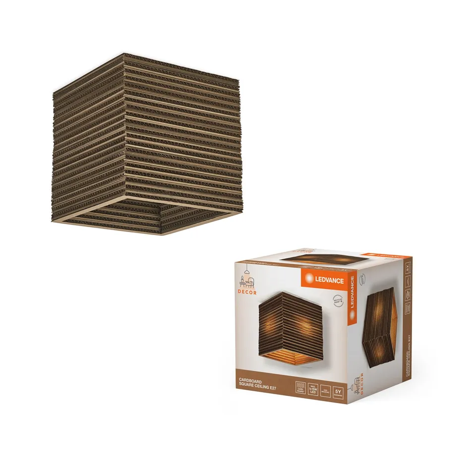 ledvance-decor-cardboard-square-luminaire-suspendu-en-carton-ondul-recycl-e27-25 image 1