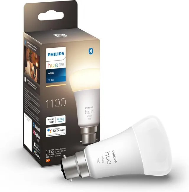 philips-hue-white-ampoule-led-connect-e-b22-quivalent-75-w-1100-lumens-blanc-dim image 1