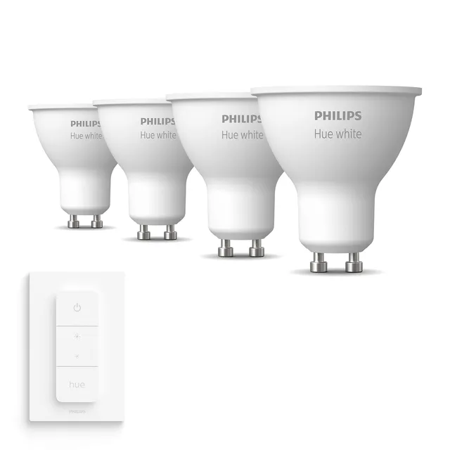 philips-hue-white-pack-avantag-gu10-4-spots-led-blanc-chaud-dimmables-avec-varia image 1