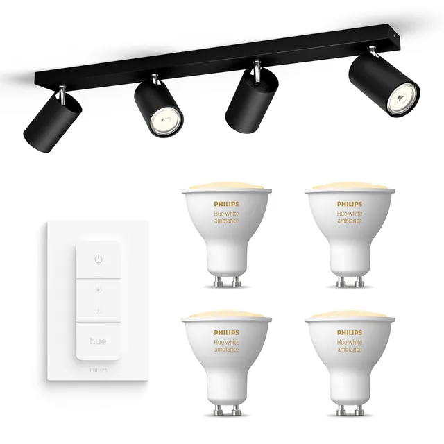 philips-myliving-kosipo-spot-encastrable-4-points-gu10-noir-incl-philips-hue-whi image 1