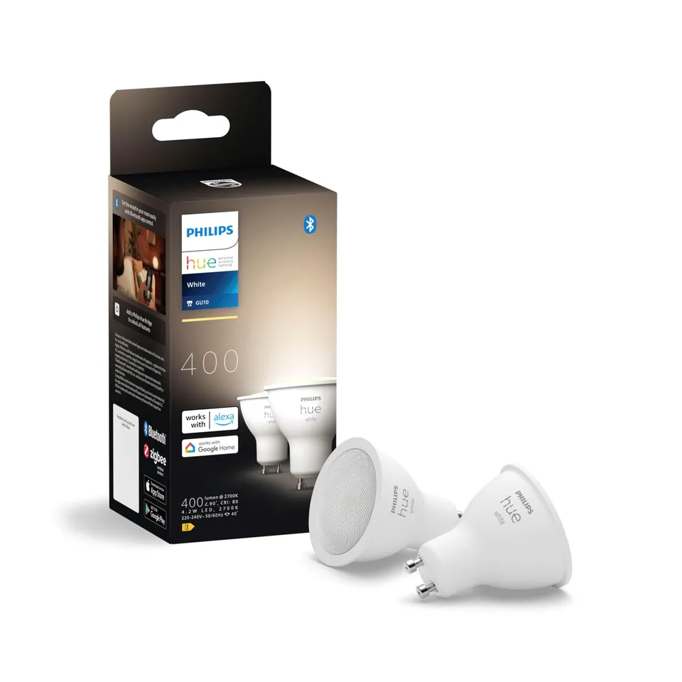 philips-hue-white-lot-de-2-ampoules-connect-es-gu10-blanc-doux-bluetooth-400-lum image 1