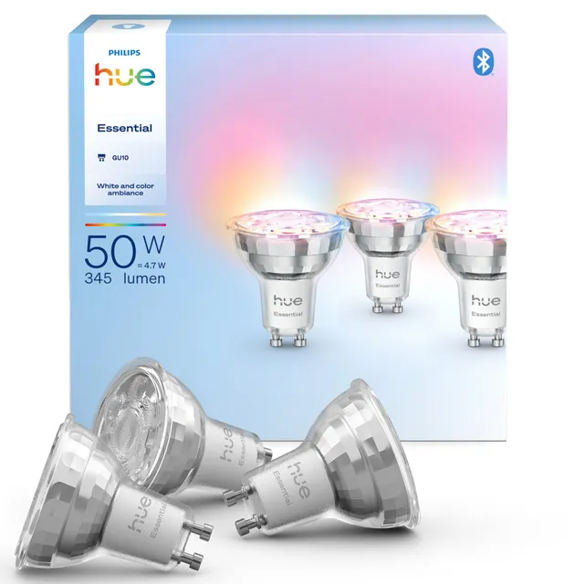 philips-hue-essential-lot-de-3-ampoules-connect-es-gu10-white-and-color-ambiance image 1
