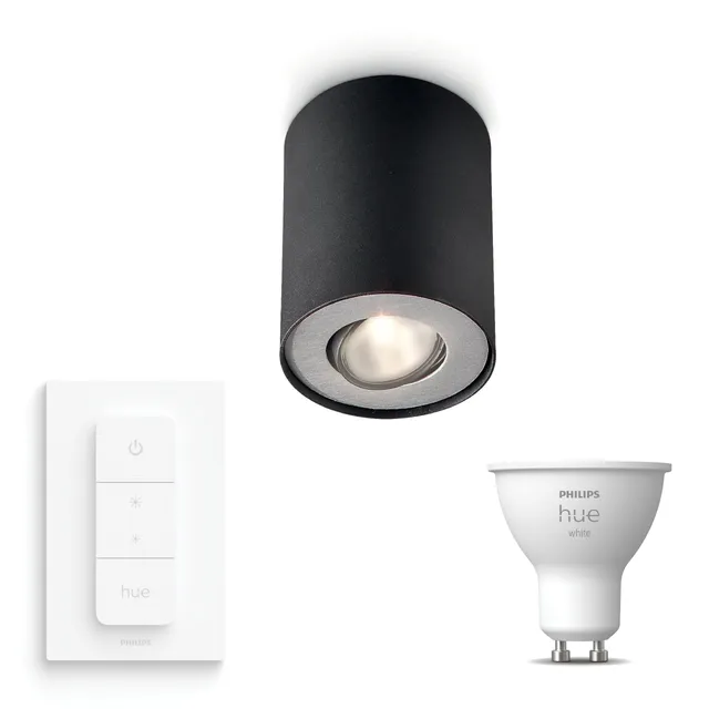 philips-hue-pillar-spot-en-saillie-noir-cylindrique-1-ampoule-gu10-hue-white-bla image 1