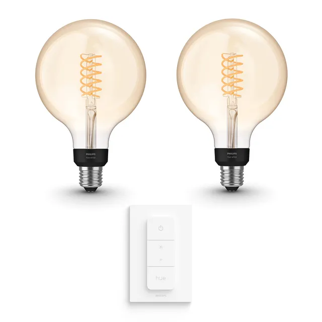 philips-hue-white-filament-pack-e27-avec-2-ampoules-globe-g125-filament-blanc-ch image 1