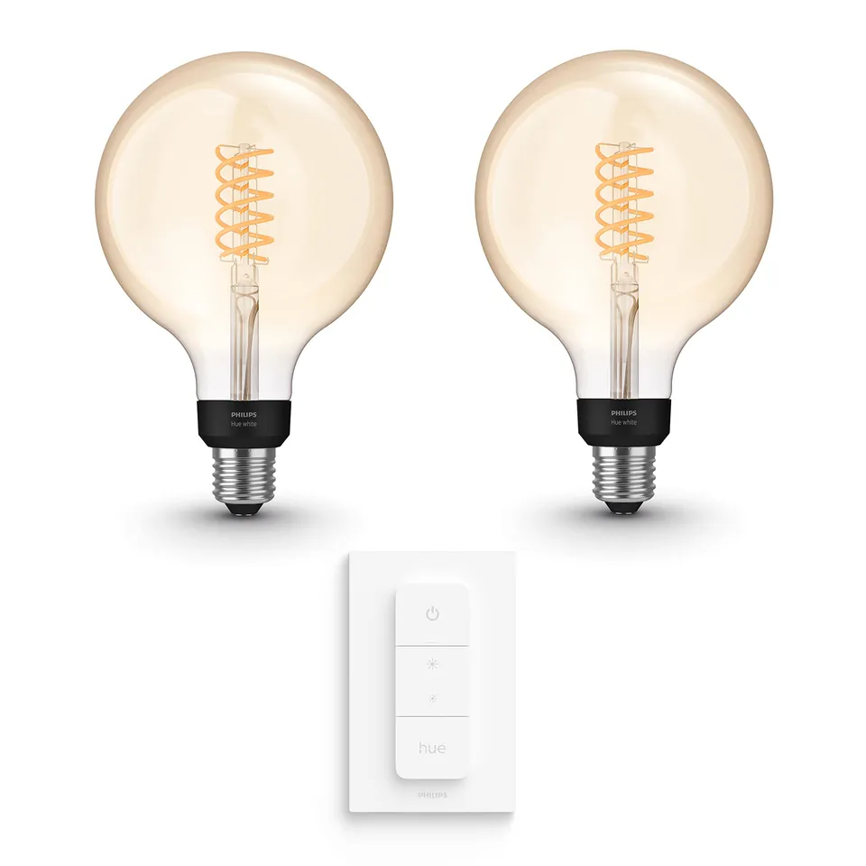 philips-hue-white-filament-pack-e27-avec-2-ampoules-globe-g125-filament-blanc-ch image 1