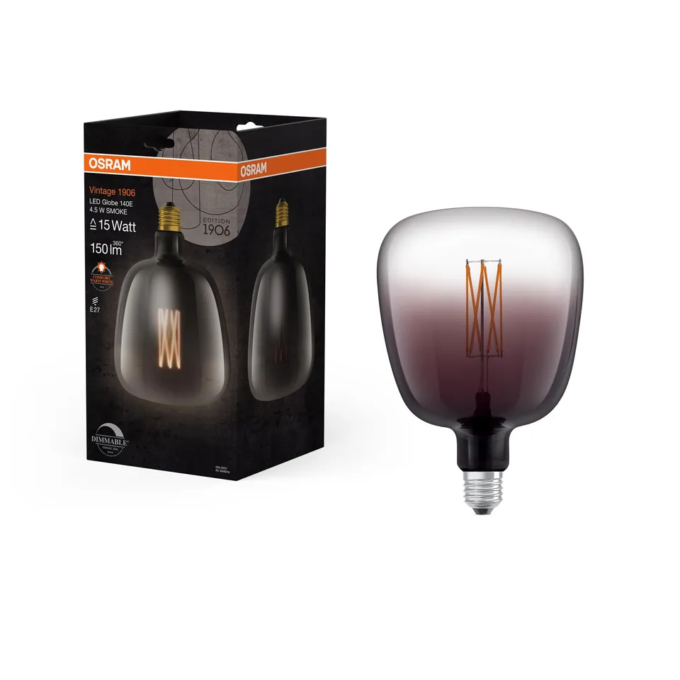 osram-vintage-1906-ampoule-led-globe-teint-e-fum-e-140-mm-culot-e27-filament-dro image 1