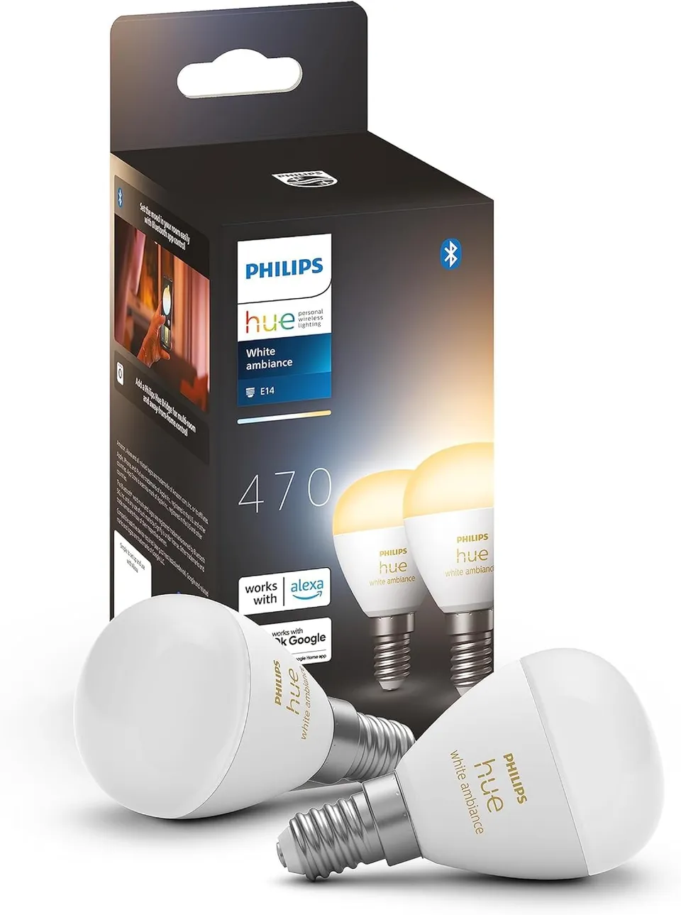 philips-hue-white-ambiance-ampoule-led-connect-e-sph-rique-p45-e14-bluetooth-bla image 1