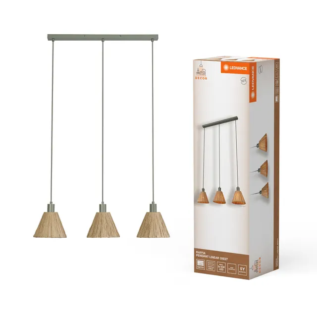 ledvance-decor-raffia-linear-suspension-3-lampes-verte-en-raphia-recycl-et-m-tal image 1