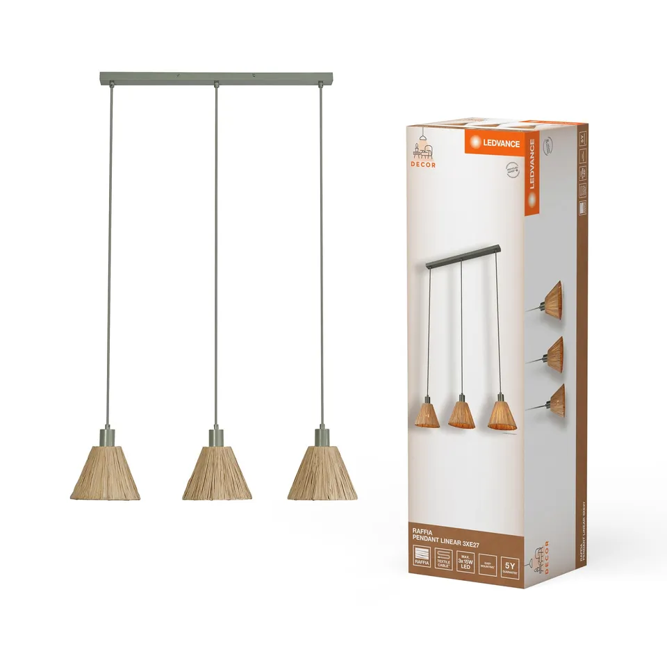 ledvance-decor-raffia-linear-suspension-3-lampes-verte-en-raphia-recycl-et-m-tal image 1
