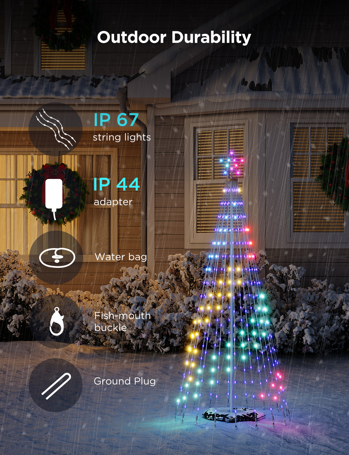 govee-cone-tree-lights-sapin-lumineux-c-ne-rgbic-66-modes-reconditionn image 4