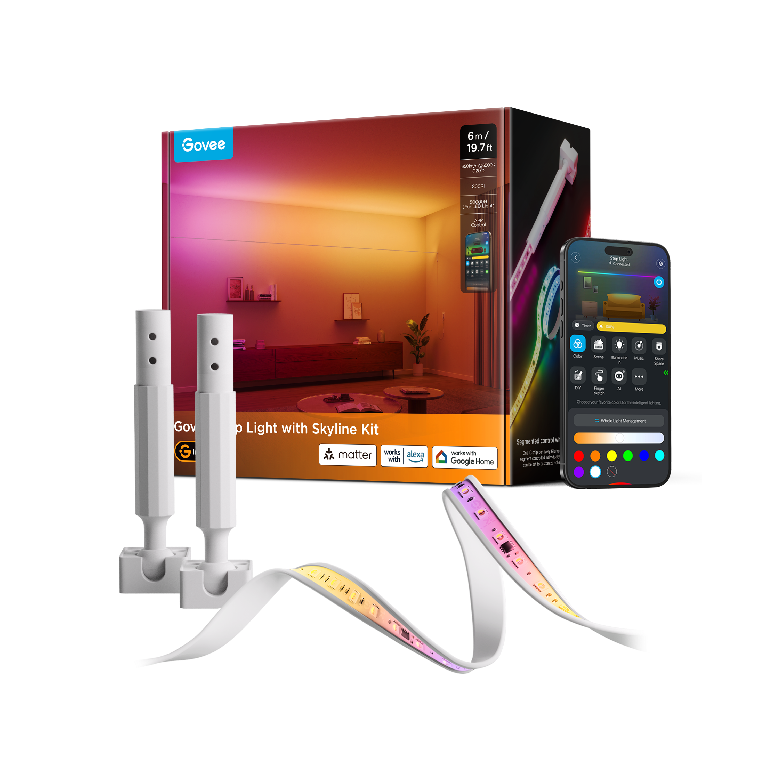 govee-strip-light-with-skyline-kit-ruban-led-rgbicww-luminblend-avec-profil-d-ho image 1