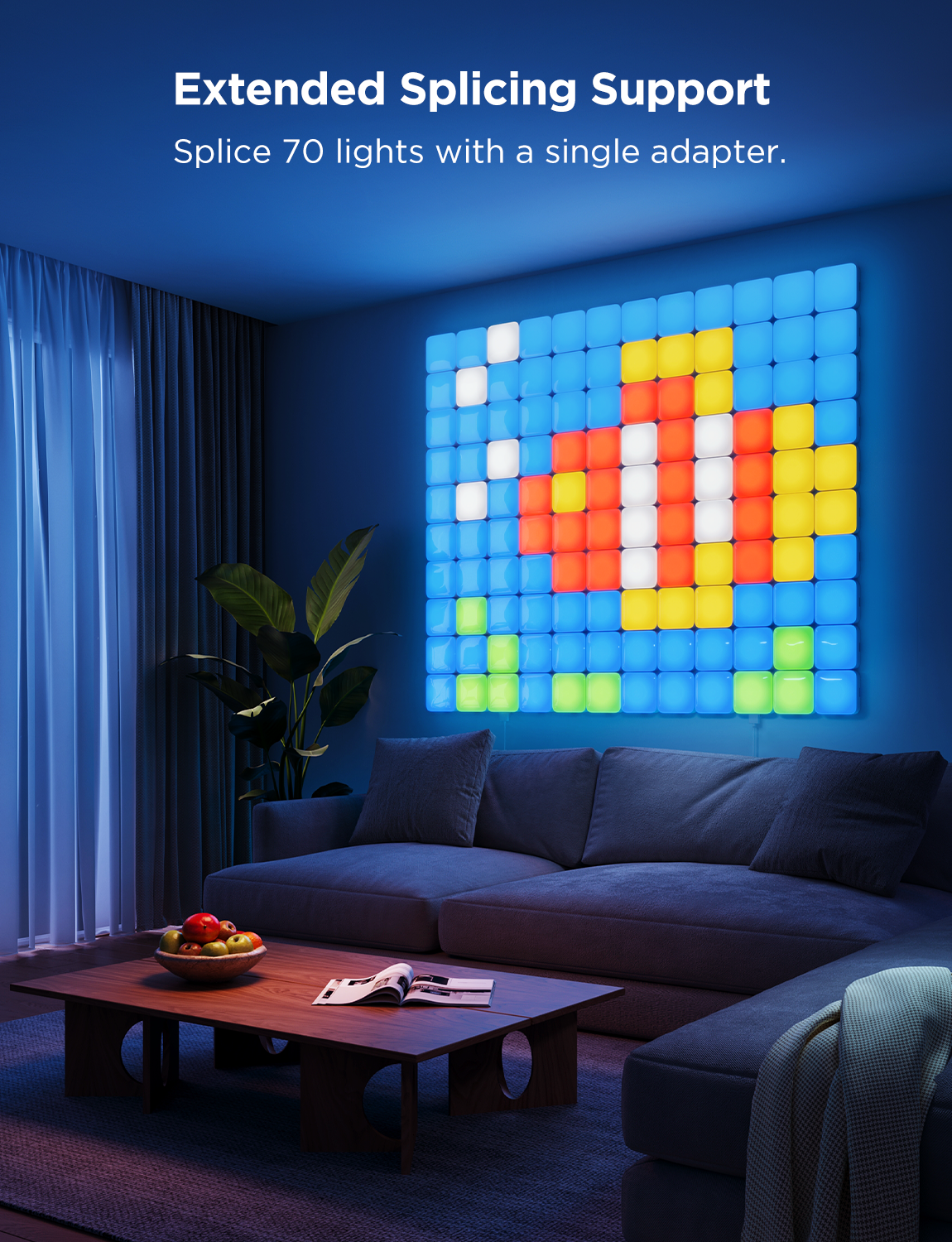 govee-mini-panel-lights-pack-de-20-panneaux-lumineux-muraux-rgbic-avec-reconnais image 7