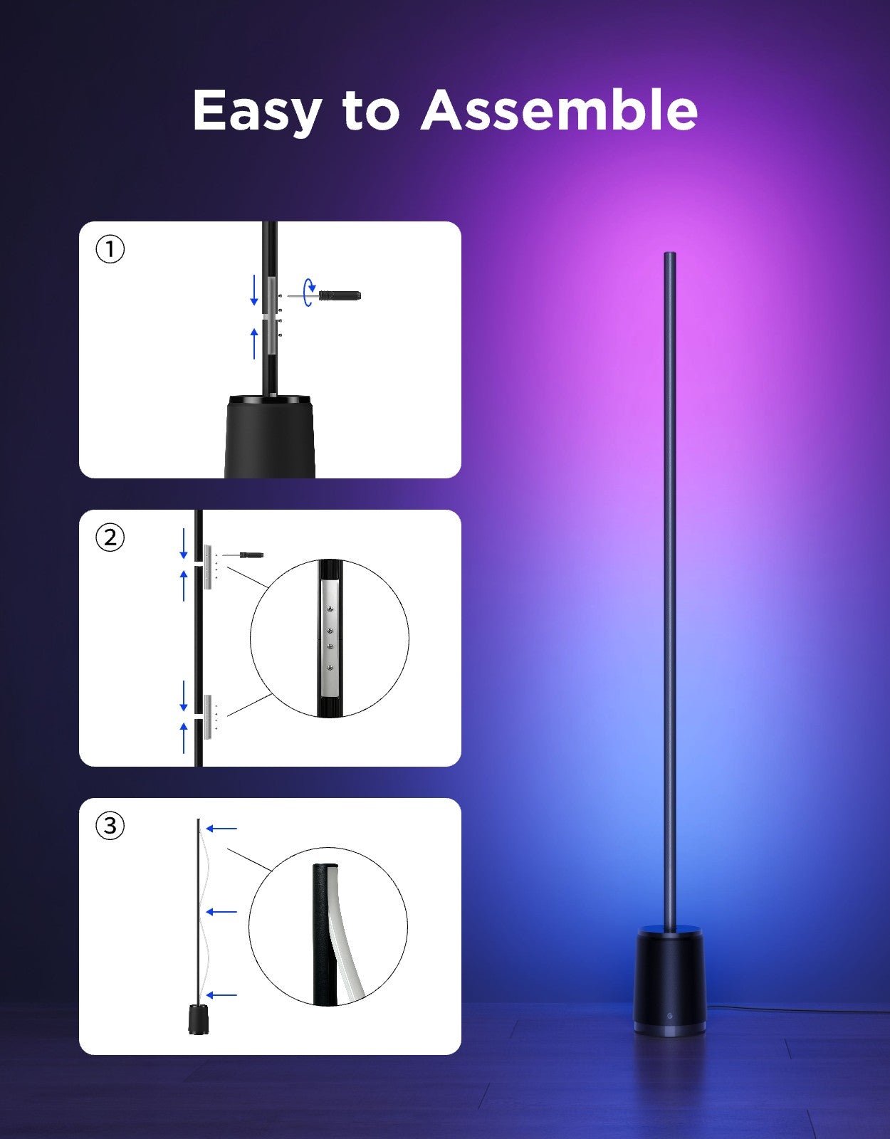 govee-floor-lamp-3-lite-lampadaire-led-intelligent-rgbic-avec-lumi-re-blanche-aj image 8