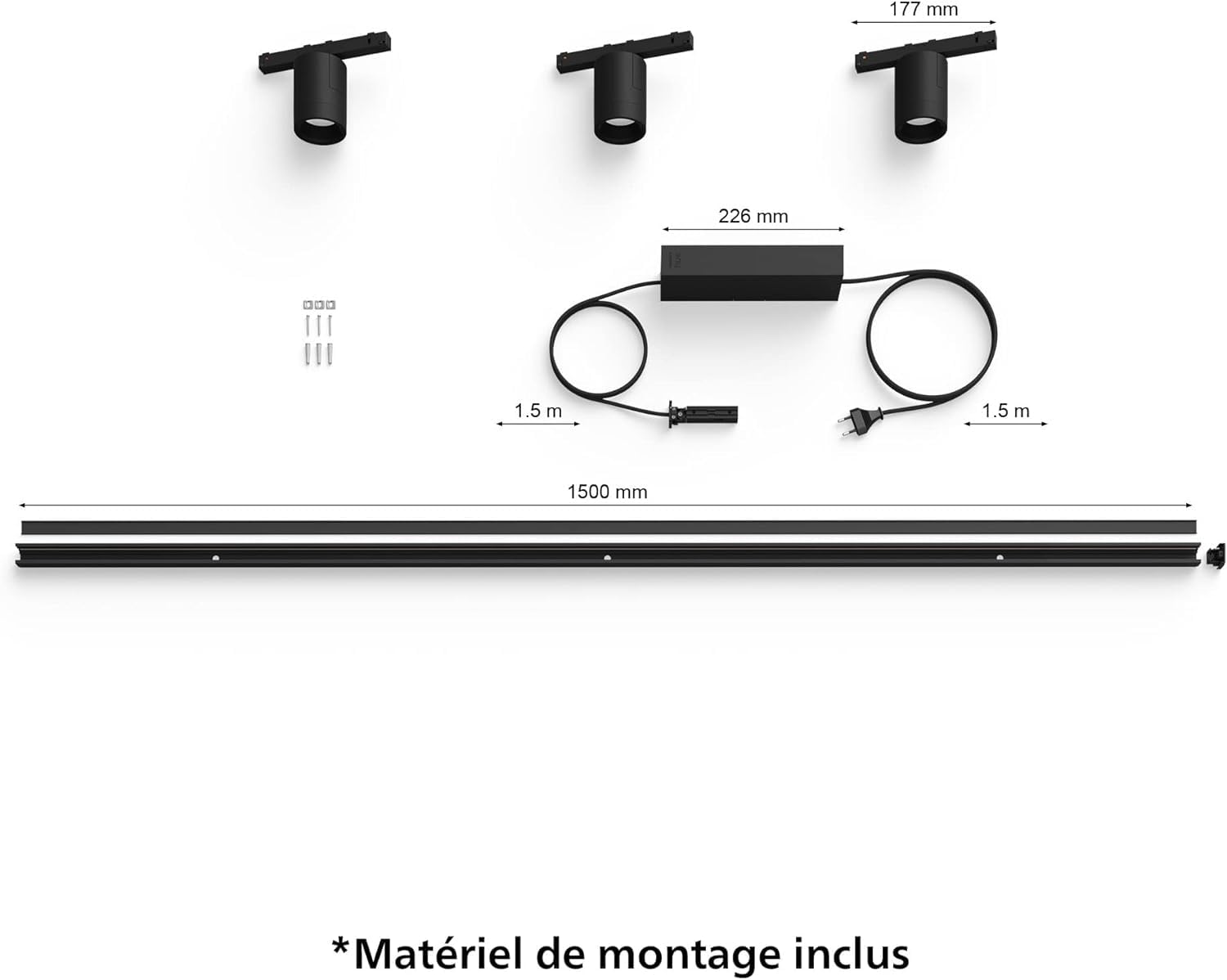 philips-hue-perifo-kit-mural-3-x-spot-cylindrique-noir-rail-mural-connect-blueto image 8
