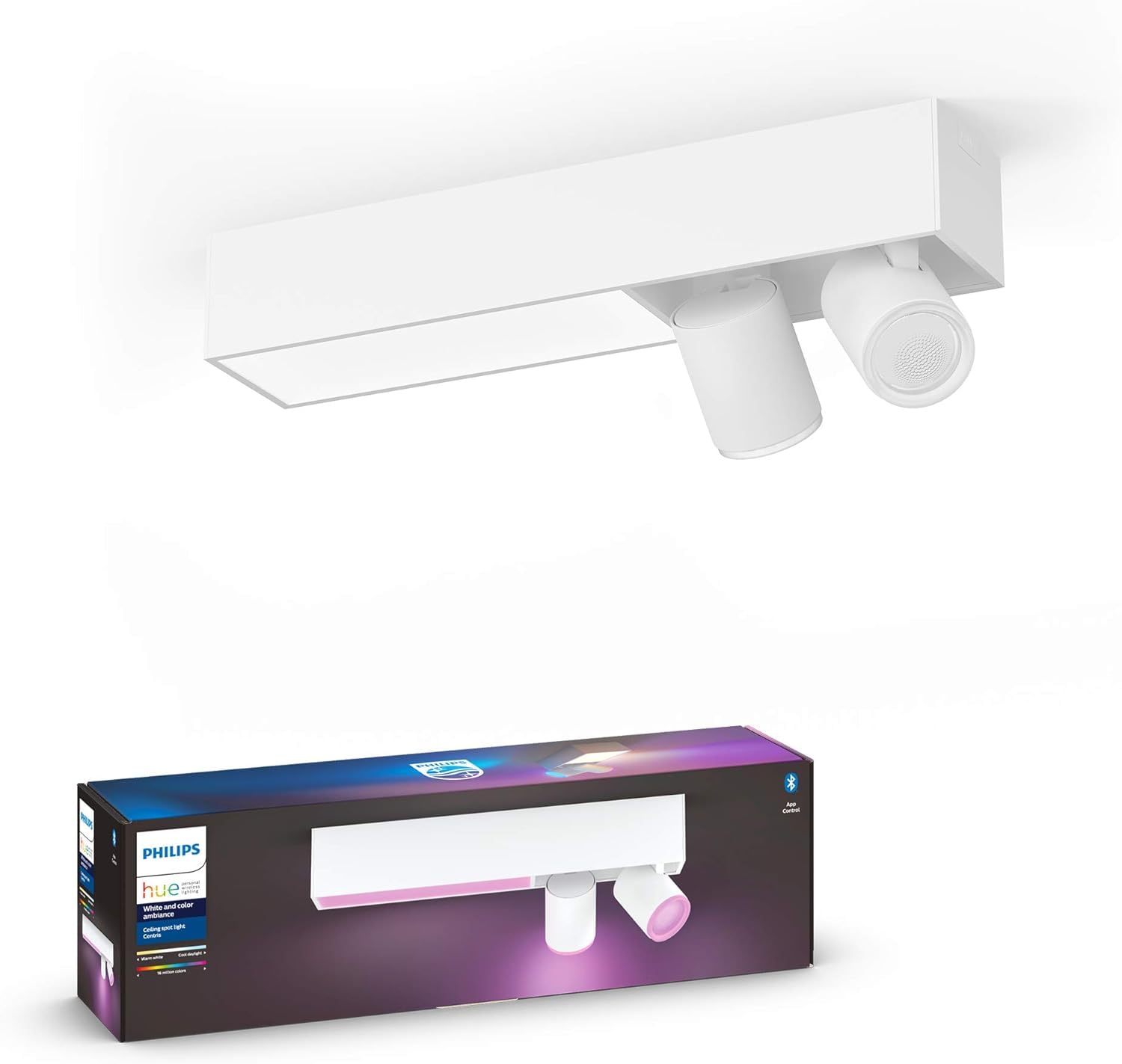 philips-hue-white-color-ambiance-centris-2-spots-encastr-s-plafond-blanc-bluetoo image 1