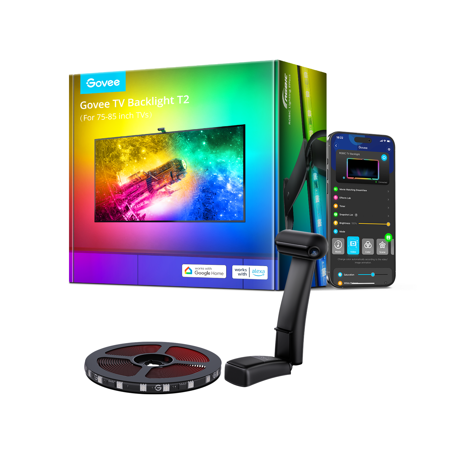 govee-envisual-tv-backlight-t2-r-tro-clairage-tv-intelligent-avec-cam-ra-de-sync image 2