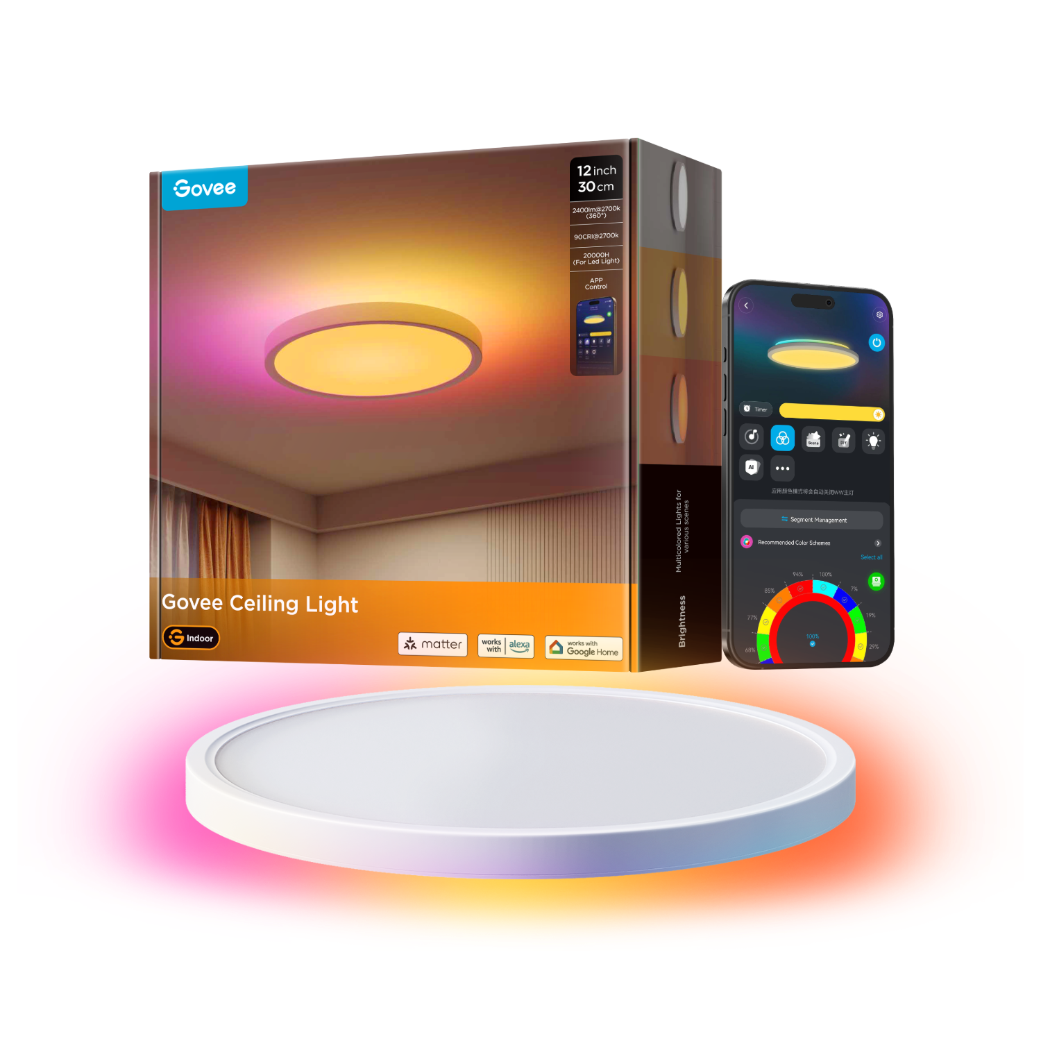 govee-smart-ceiling-light-30-cm-rgbww-rgbic-plafonnier-connect-2400-lumens-carr- image 1