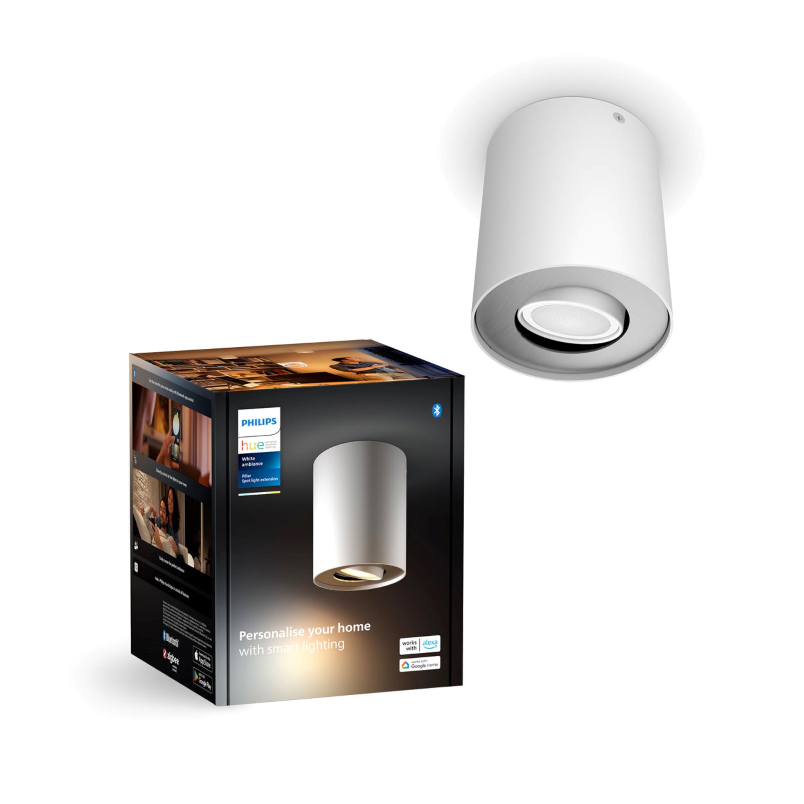 philips-hue-pillar-spot-plafonnier-led-1-spot-d-extension-ampoule-gu10-incluse-w image 1