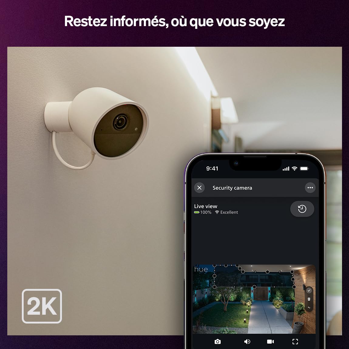 philips-hue-secure-cam-ra-de-surveillance-ext-rieure-filaire-2k-vid-o-hd-2k-jour image 2
